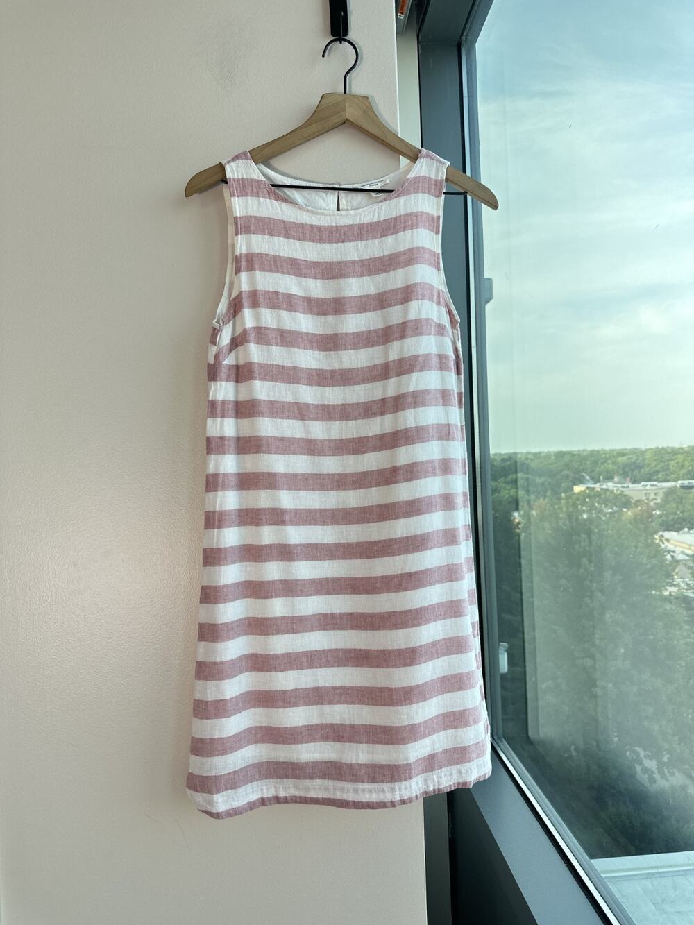 Beach Lunch Lounge Red White Linen Blend Resort Beach Summer Dress Sz XS/TP